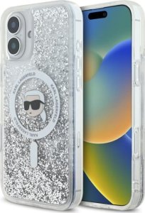 Karl Lagerfeld Karl Lagerfeld KLHMP16MLGKISGH iPhone 16  Plus 6.7" hardcase transparent Liquid Glitter Karl Head Magsafe 1