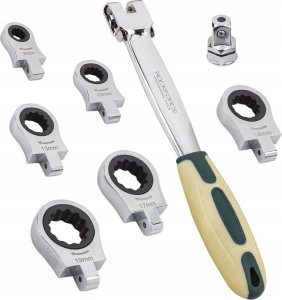 ROCKFORCE / WMC ROCKFORCE KLUCZ OCZKOWY-PRZEGUBOWY WYMIENNY Z GRZECHOTKĄ kpl. 8el. 8-19mm 4