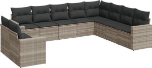 vidaXL 10-cz. zestaw wypoczynkowy do ogrodu, z poduszkami, jasnoszary 2