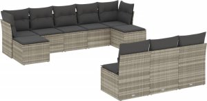 vidaXL 10-cz. zestaw wypoczynkowy do ogrodu, z poduszkami, jasnoszary 2