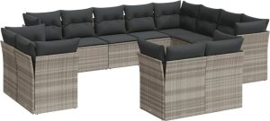 vidaXL 12-cz. zestaw mebli ogrodowych, z poduszkami, jasnoszary 2
