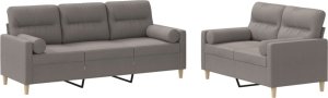 vidaXL 2-cz. komplet wypoczynkowy z poduszkami, taupe, tkanina 2