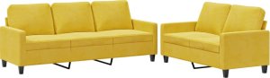 vidaXL 2-częściowy komplet wypoczynkowy, obity aksamitem, żółty 2