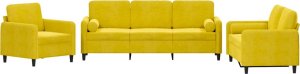 vidaXL 3-cz. komplet wypoczynkowy z poduszkami, żółty, aksamit 2