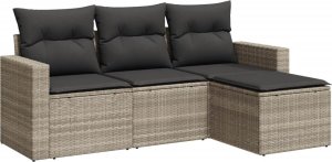 vidaXL 4-cz. zestaw wypoczynkowy do ogrodu, poduszki, jasnoszary 2