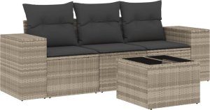 vidaXL 4-cz. zestaw wypoczynkowy do ogrodu, poduszki, jasnoszary 2