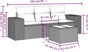 vidaXL 4-cz. zestaw wypoczynkowy do ogrodu, poduszki, jasnoszary 8