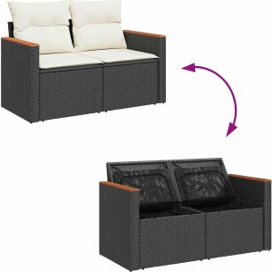 vidaXL 5-cz. zestaw wypoczynkowy do ogrodu, poduszki polirattan akacja 7