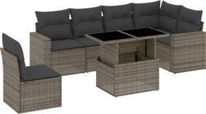 vidaXL 7-cz. zestaw wypoczynkowy do ogrodu, z poduszkami, szary 2