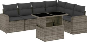 vidaXL 7-cz. zestaw wypoczynkowy do ogrodu, z poduszkami, szary 2