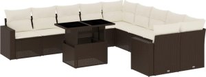 vidaXL 11-cz. zestaw mebli ogrodowych z poduszkami, brązowy, rattan PE 2