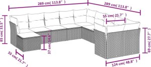 vidaXL 11-cz. zestaw mebli ogrodowych z poduszkami, brązowy, rattan PE 3