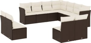 vidaXL 11-cz. zestaw mebli ogrodowych z poduszkami, brązowy, rattan PE 2