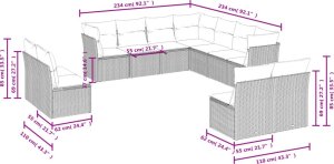vidaXL 11-cz. zestaw mebli ogrodowych z poduszkami, brązowy, rattan PE 6