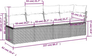 vidaXL 11-cz. zestaw mebli ogrodowych z poduszkami, szary rattan PE 12