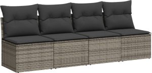 vidaXL 11-cz. zestaw mebli ogrodowych z poduszkami, szary rattan PE 5