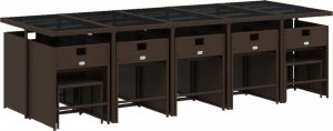 vidaXL 15-cz. zestaw mebli ogrodowych z poduszkami, brązowy, rattan PE 3