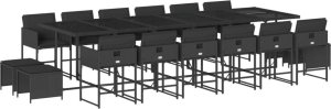 vidaXL 17-cz. zestaw mebli ogrodowych z poduszkami, czarny, rattan PE 2