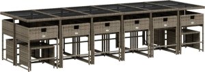 vidaXL 17-cz. zestaw mebli ogrodowych z poduszkami, szary, rattan PE 5