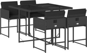 vidaXL 5-cz. zestaw mebli ogrodowych z poduszkami, czarny, polirattan 2