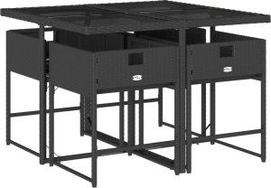 vidaXL 5-cz. zestaw mebli ogrodowych z poduszkami, czarny, polirattan 3