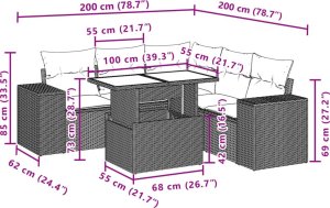 vidaXL 6-cz. zestaw mebli ogrodowych z poduszkami, beżowy, polirattan 10