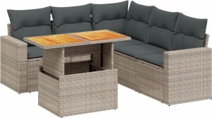 vidaXL 6-cz. zestaw mebli ogrodowych z poduszkami, szary, polirattan 2