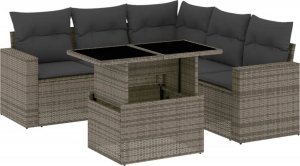 vidaXL 6-cz. zestaw mebli ogrodowych z poduszkami, szary, polirattan 2