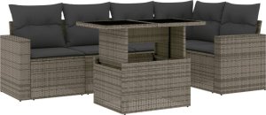 vidaXL 6-cz. zestaw mebli ogrodowych z poduszkami, szary, polirattan 2