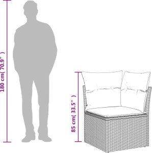 vidaXL 8-cz. zestaw mebli ogrodowych z poduszkami, szary, polirattan 11