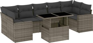 vidaXL 8-cz. zestaw mebli ogrodowych z poduszkami, szary, polirattan 2