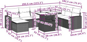 vidaXL 9-cz. zestaw mebli ogrodowych z poduszkami, beżowy, polirattan 11