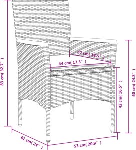 vidaXL 9-cz. zestaw mebli ogrodowych z poduszkami, czarny, polirattan 8