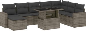vidaXL 9-cz. zestaw mebli ogrodowych z poduszkami, szary, polirattan 2