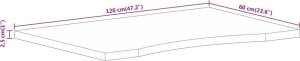 vidaXL Blat biurka, z wycięciem, 120x60x2,5 cm, surowe drewno mango 8