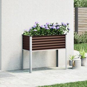 vidaXL Donica ogrodowa, brązowa, 100x41x90 cm, stal 3