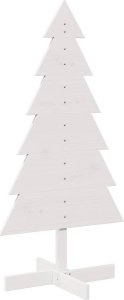 vidaXL Drewniana choinka do udekorowania, biała, 120 cm, sosnowa 2