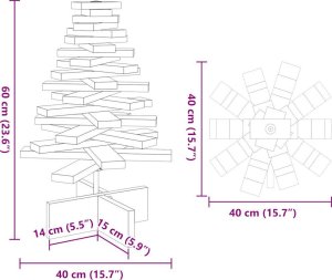 vidaXL Drewniana choinka do udekorowania, biała, 60 cm, sosnowa 7