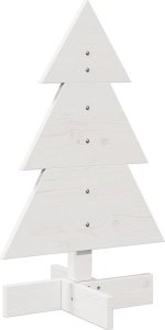 vidaXL Drewniana choinka do udekorowania, biała, 60 cm, sosnowa 2