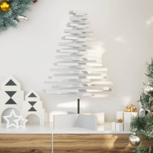 vidaXL Drewniana choinka do udekorowania, biała, 80 cm, sosnowa 1