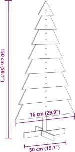 vidaXL Drewniana choinka do udekorowania, woskowy brąz, 150 cm, sosna 8