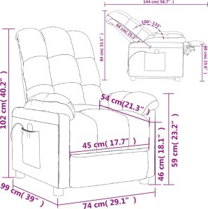 vidaXL Fotel masujący, jasnoszary, obity tkaniną 11