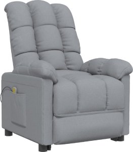 vidaXL Fotel masujący, jasnoszary, obity tkaniną 2