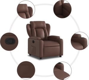 vidaXL Fotel rozkładany, brązowy, sztuczna skóra 7