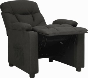 vidaXL Fotel rozkładany, czarny, obity tkaniną 4