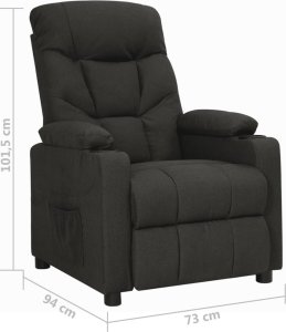 vidaXL Fotel rozkładany, czarny, obity tkaniną 9