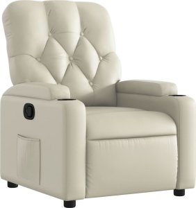 vidaXL Fotel rozkładany, kremowy, sztuczna skóra 2
