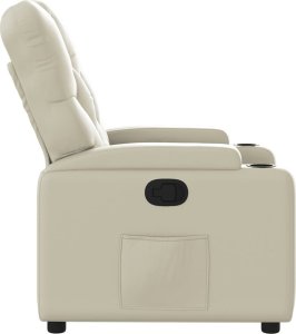 vidaXL Fotel rozkładany, kremowy, sztuczna skóra 7