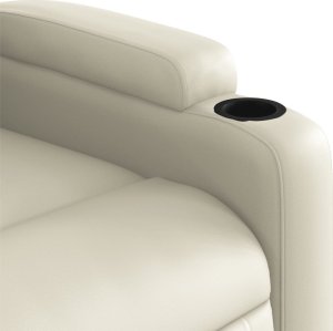 vidaXL Fotel rozkładany, kremowy, sztuczna skóra 8