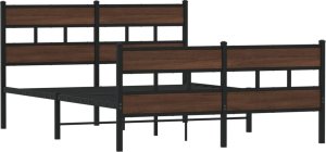 vidaXL Metalowa rama łóżka, bez materaca, brązowy dąb, 150x200 cm 3